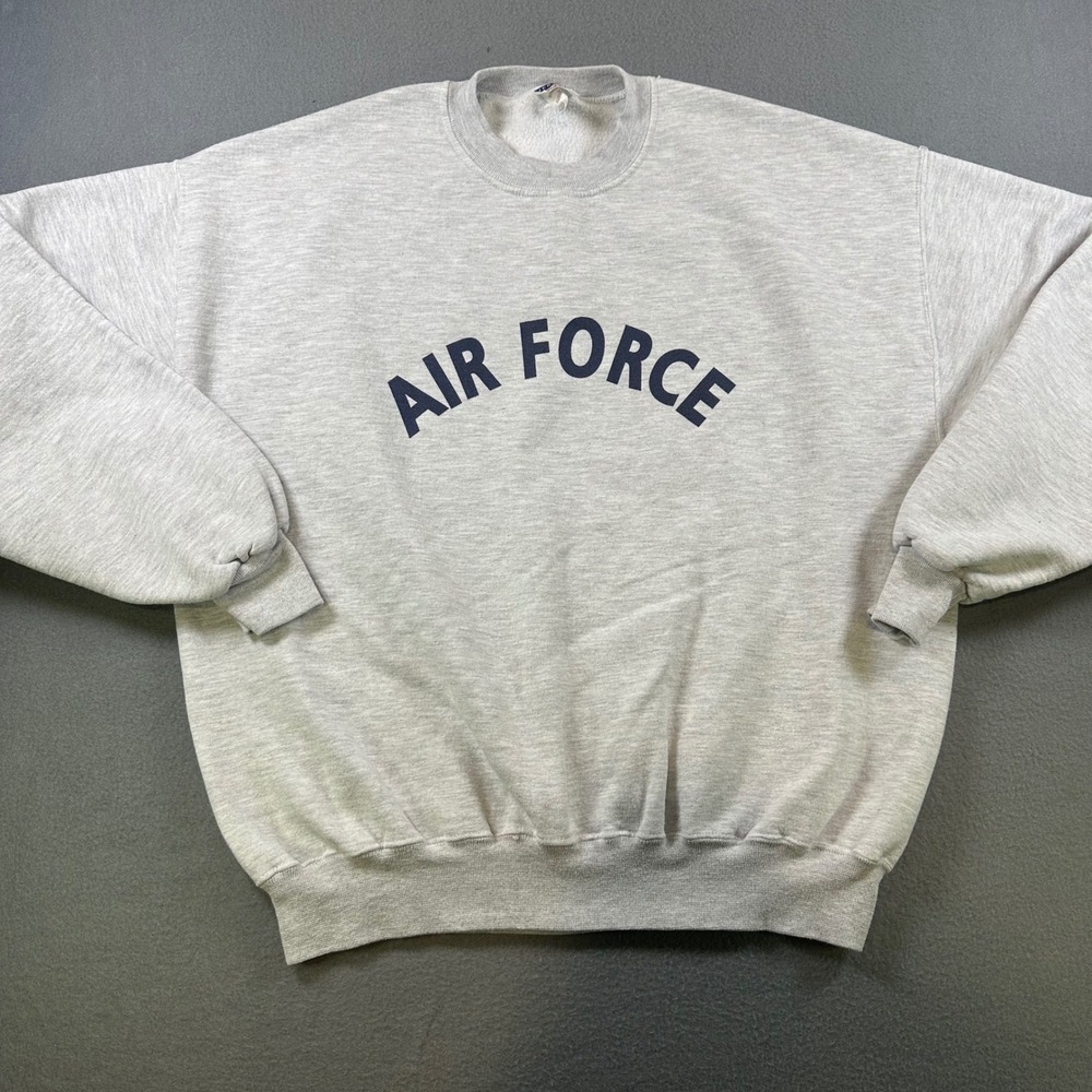 Vintage Jerzees Air Force Sweatshirt Mens XL Gray Super Sweats Made in USA 90s
